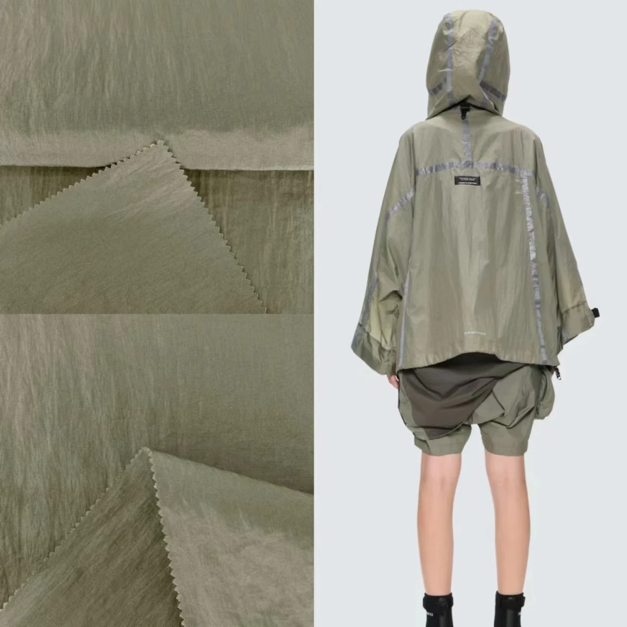 New design soft shiny wrinkle style 108gsm lightweight fabric for jackets