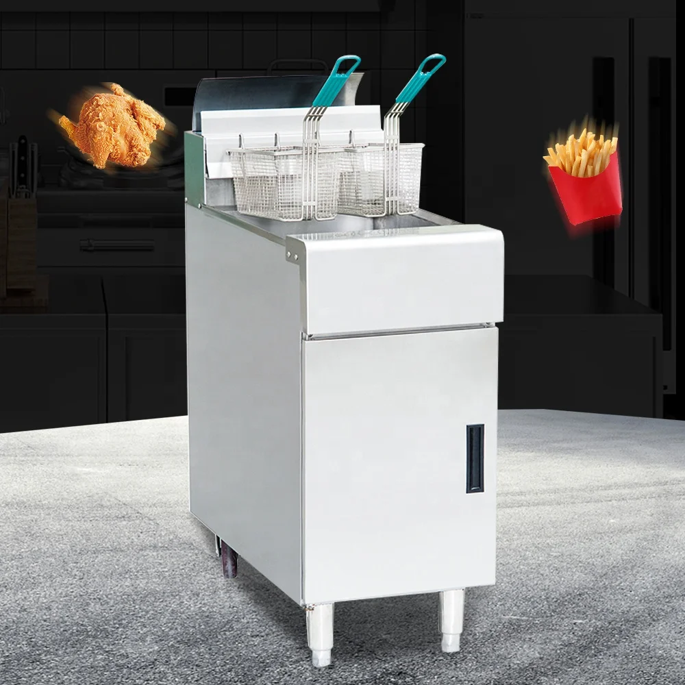 Ex-Factory Price 26L Stainless Steel Deep Fryer Single Commercial Kitchen LPG Fryer For Chicken Fish