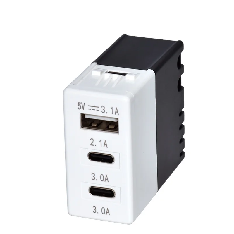 2022 New product Israeli USB power module with triple USB XJY-USB-16D 15.5W USB charger socket outlet with 2 C and 1A