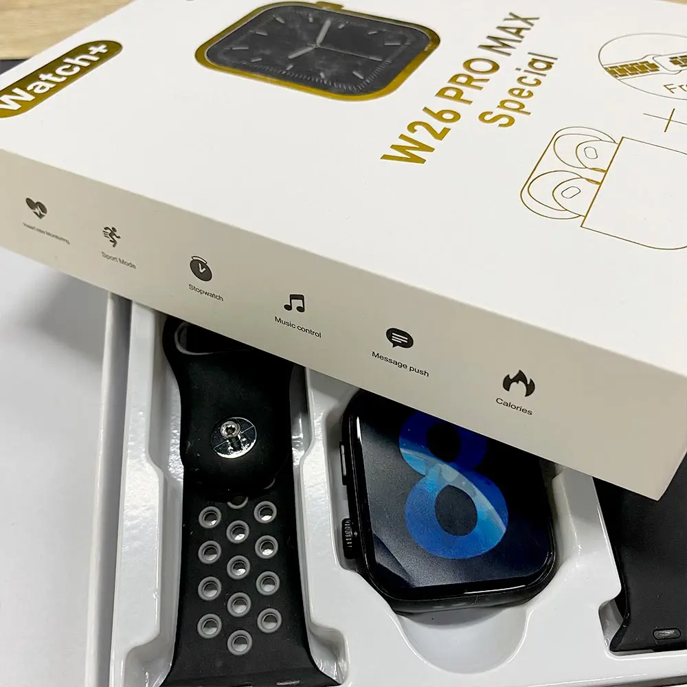 2023 Latest W26 pro max special mart watch with airbuds heart rate wireless earphone 2 in 1  smartwatch with TWS earbuds