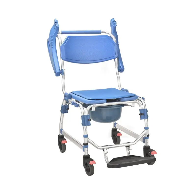WEIYIKANG Bathroom Safety Toilet Chair Shower Chair Aluminum Commode With High Backrest