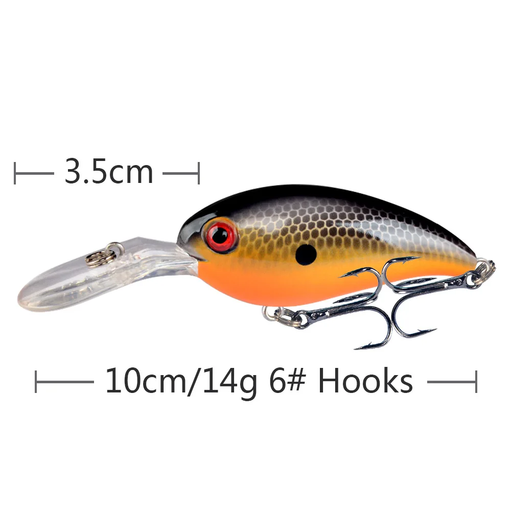 Jetshark Hot sale 10cm 14g 7 Colors  ABS Plastic 3D Lure Eyes Biomimetic Fishing lure Crank Lures