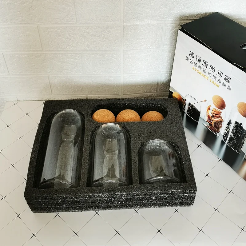 3Pcs/Set Glass Food Storage Jars with Wood Lid Ball Glass Storage Containers glass jar set