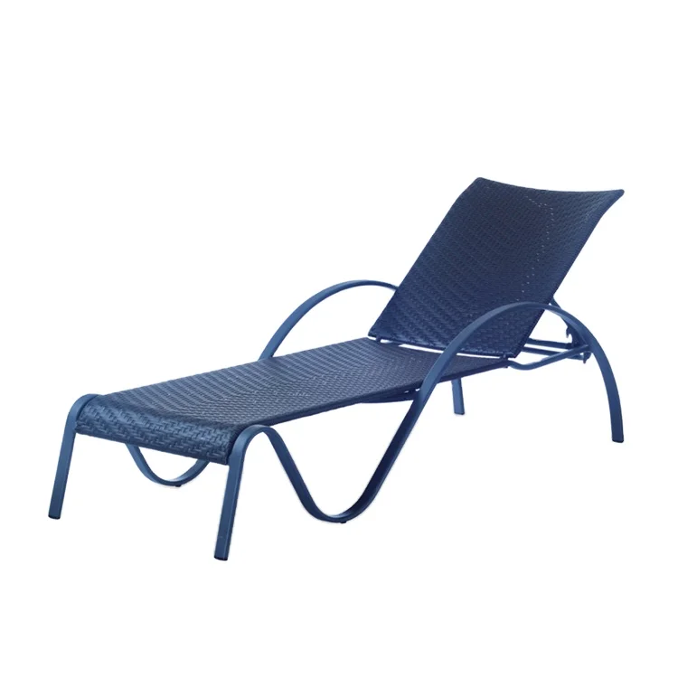 
TOPHINE Outdoor Furniture Aluminium Frame Beach Chaise Sun Rattan Lounge Chair 