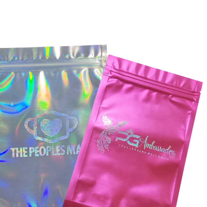 Hot Stamping 1 Color Logo Printed Bags With Your Own Design MOQ 1 PCS Pouches Stamping Name Custom Printed Foil Bags
