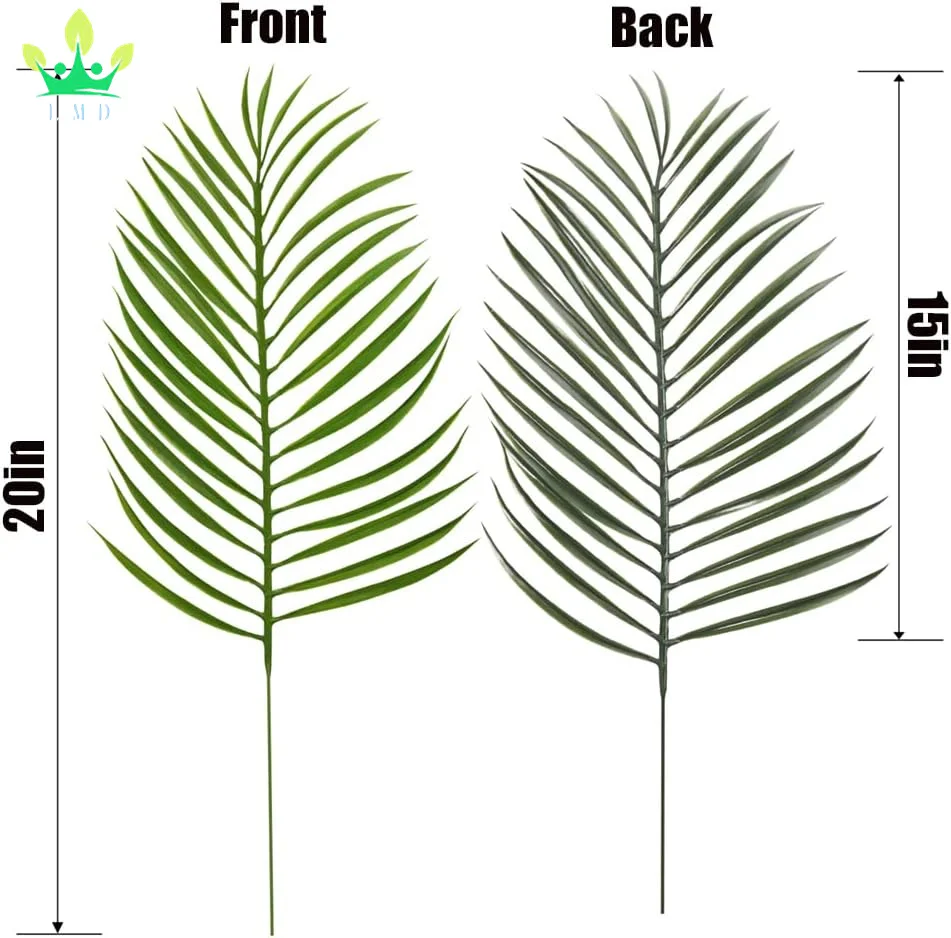 Artificial Palm Leaves Tropical Plants Fronds Faux Leaves with Stem for Tropical Jungle Green Leaves Party Wedding Decoration