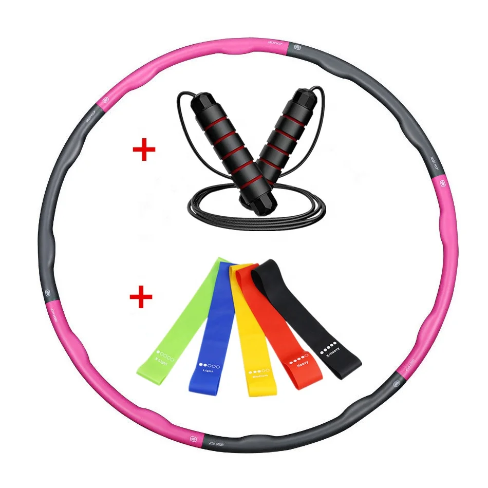 
Gym Fitness Set with Detachable Hula Ring Hoop, Jump Rope and Resistance Band for Women 