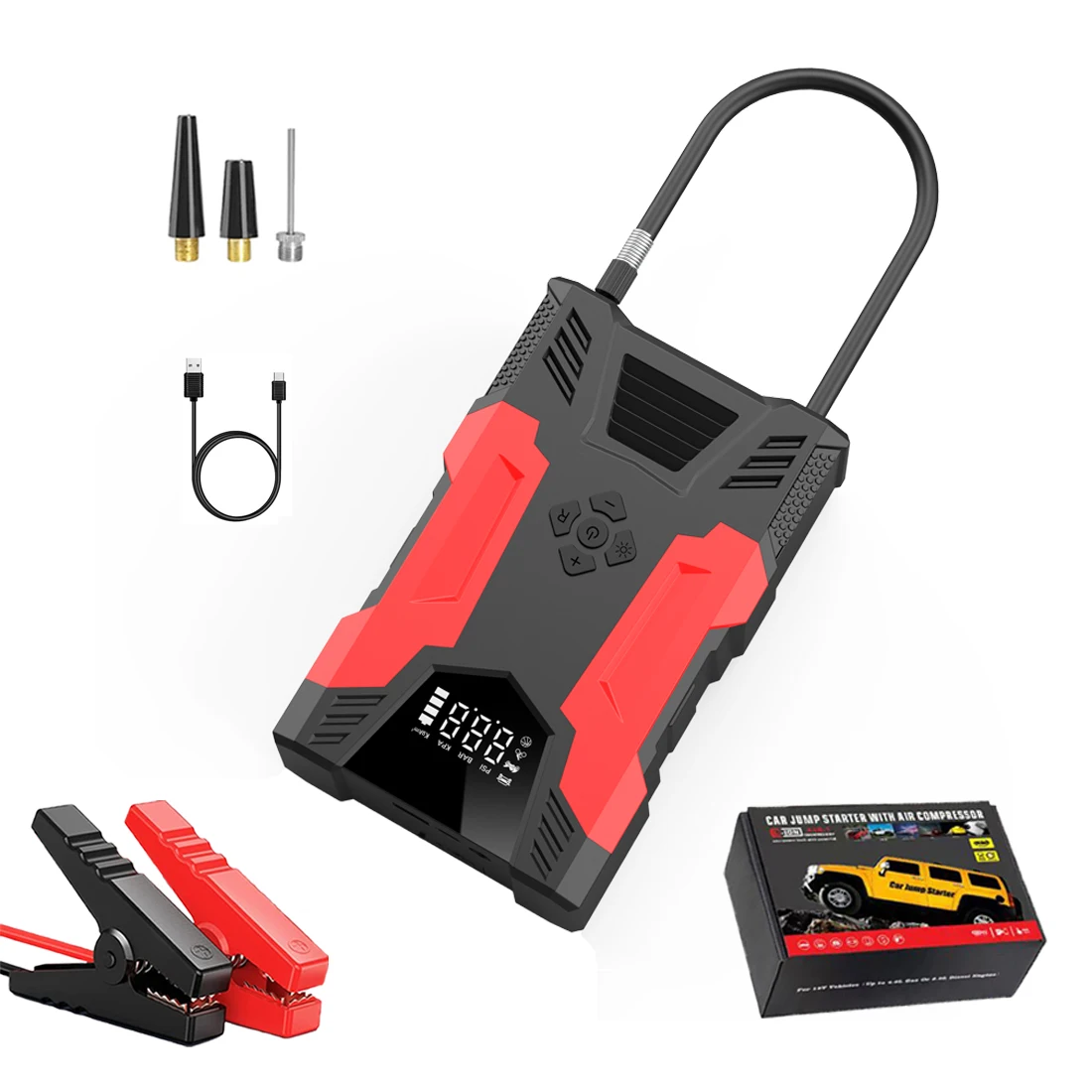 Wholesale Portable 2000Amp Peak Car Jump Starter with Air Compressor Multi-Function Jump Starter Battery Pack with Air Pump