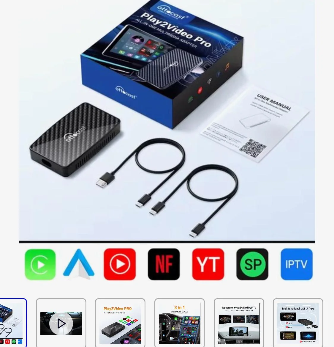 OTTCAST  Play2 Video Pro Wired to Wireless Car Play Android Au