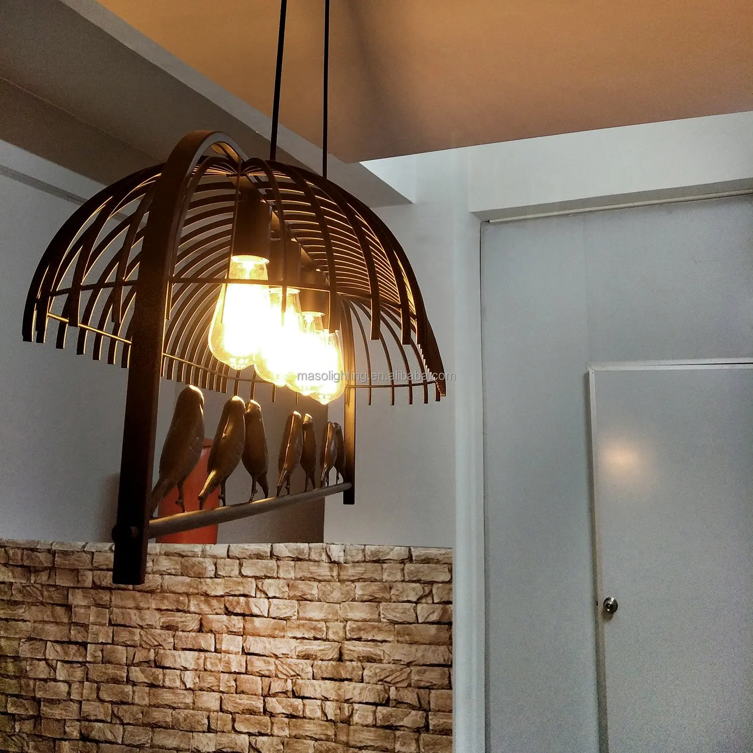 American Country farmhouse Vintage Bird Cage Iron Pendant Lamp for restaurant coffee shop bar interior Retro decoration