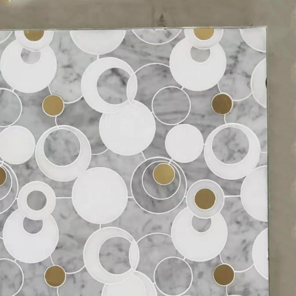 Samistone Bianco Carrara Marble Waterjet Stone Mosaic Tiles Art for Wall Decoration