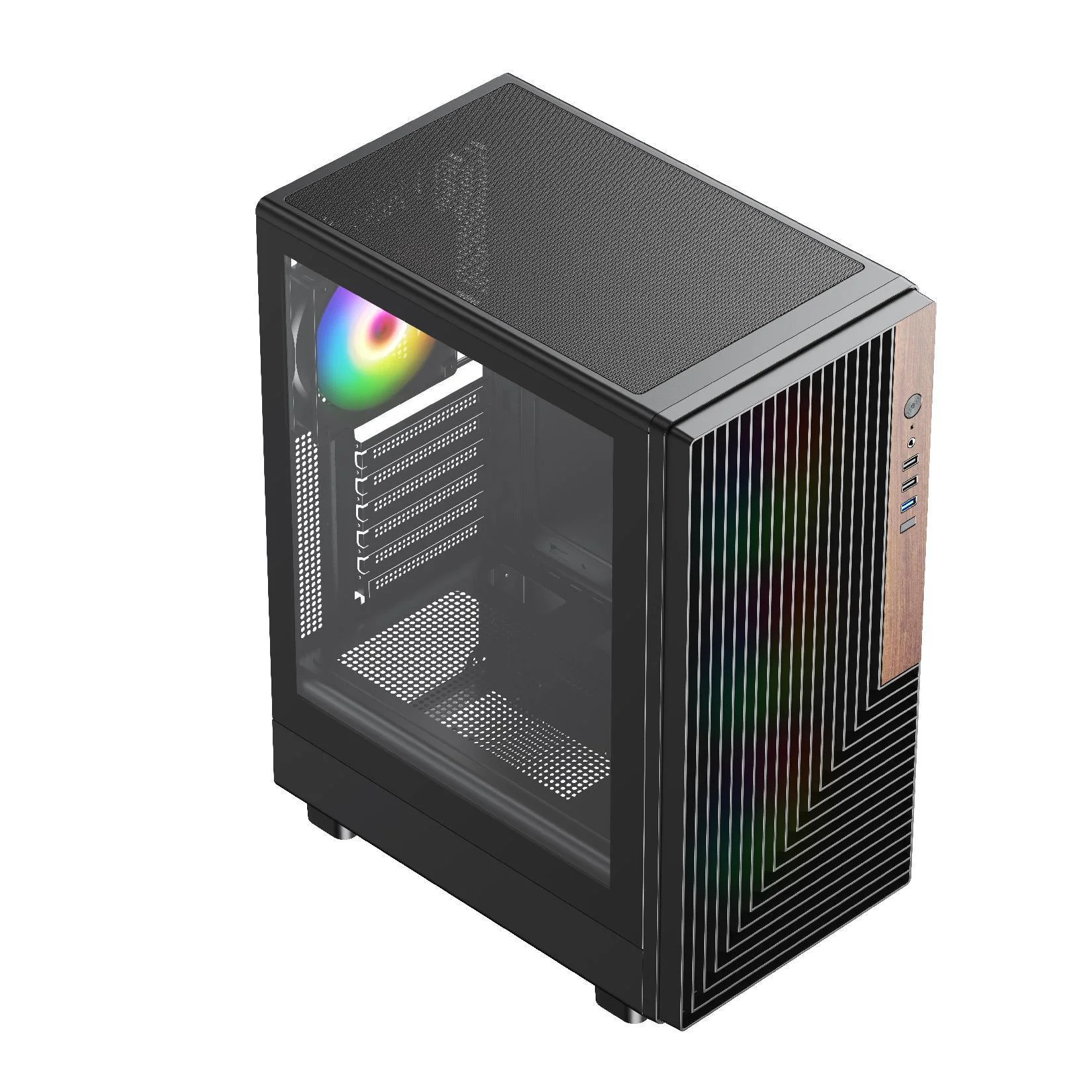 OEM Wooden Pc Case ATX Mid-Tower PC Gaming Case CPU Cabinet Tower Tempered Glass Computer Chassis Case for Desktop