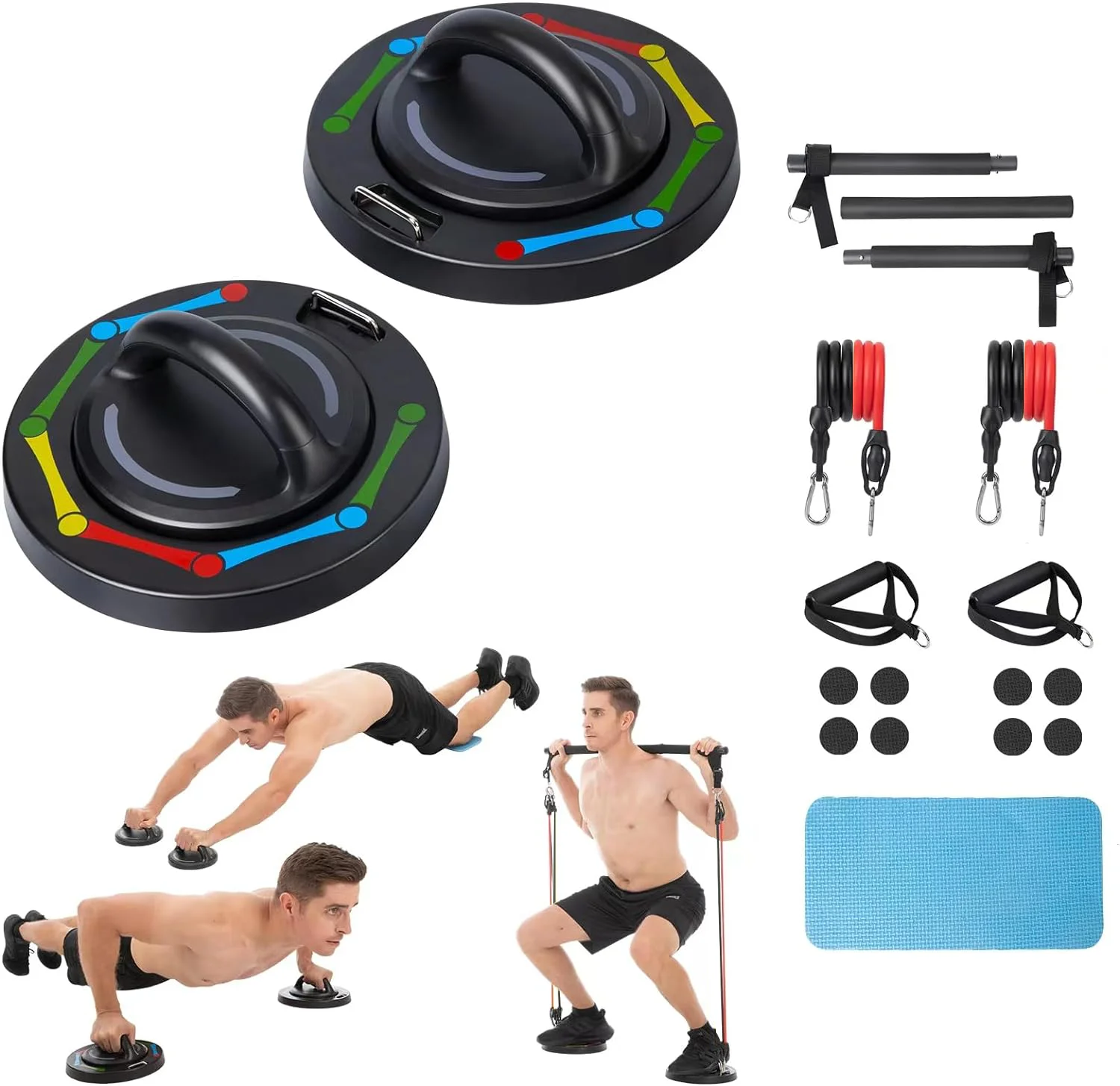 RS 16 in 1 Push Up Bar Muscle Exercise Multifunctional Abs Dip Stands Push-Up Stands Portable Push Up Board With Pull Up Bands