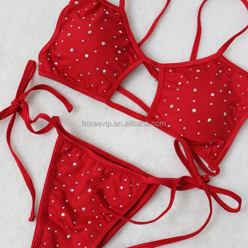 S651 New Model Two Pieces Exotic Dancewear Sparkling Bikini Set Dancewear Club Ourfits Swimsuit Rhinestone Costume