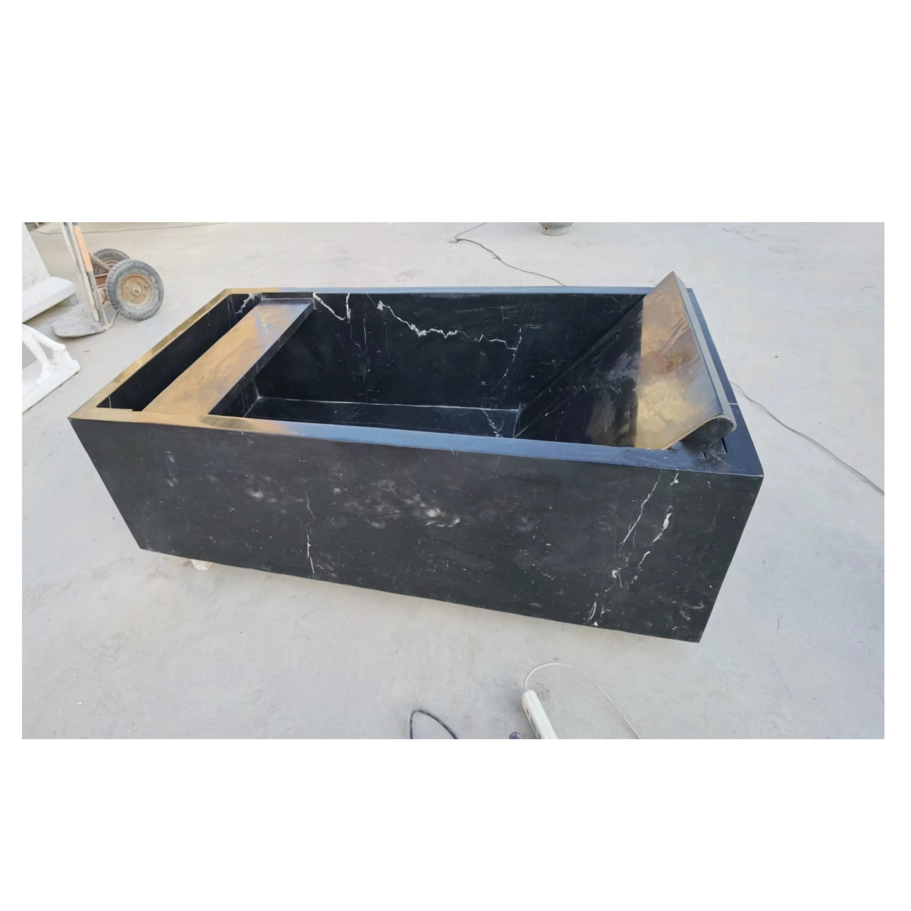 Modern Design Classical Italian Black Natural Stone Freestanding Bathtub Nero Marquina Marble Bathroom Bath Tub