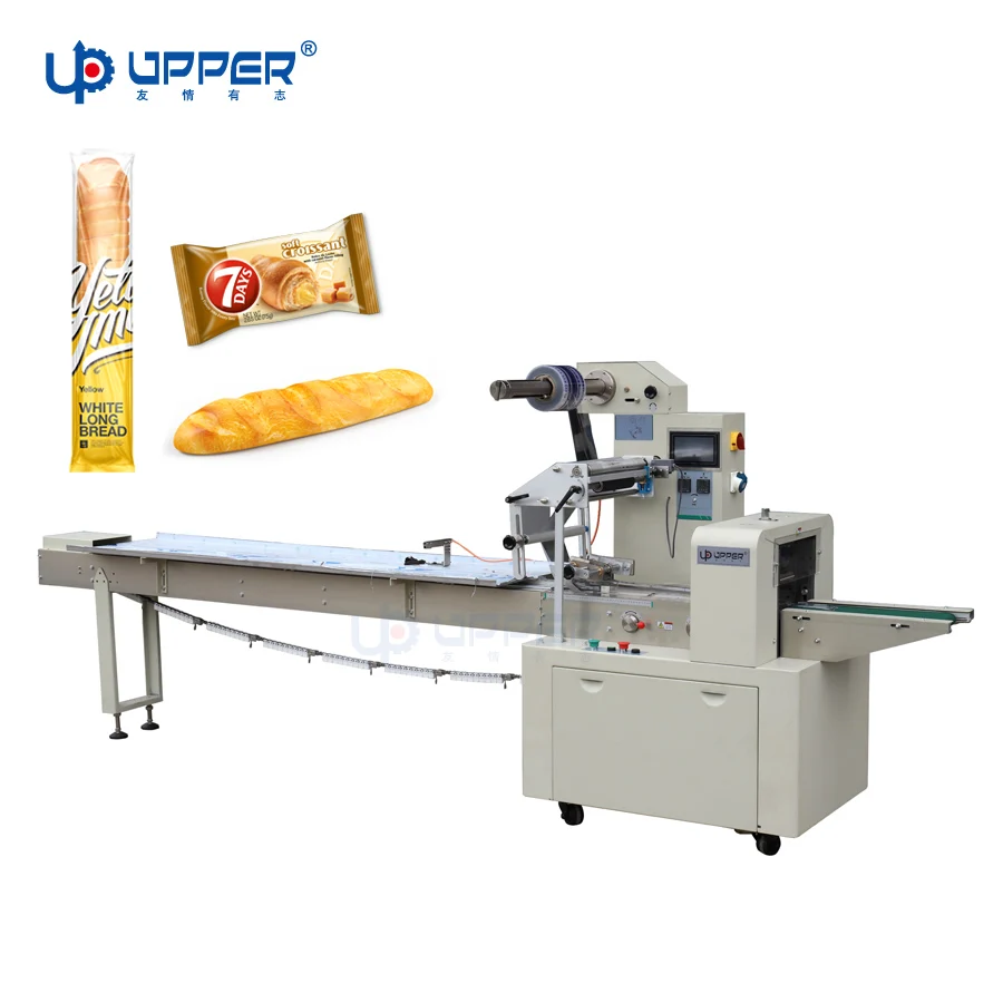 Automatic flow Toast sliced bread packing machine Croissant sandwich hamburger packaging