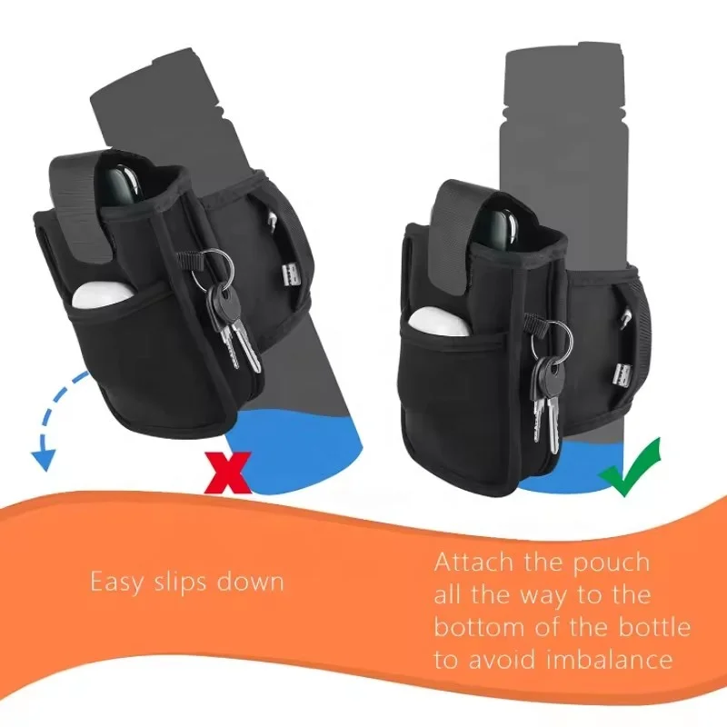 Custom Magnetic Water Bottle Sleeve Pouch Magnet Cup Cover with Pocket Portable Gym Mate Non slip Wallet Neoprene Key Phone Bags