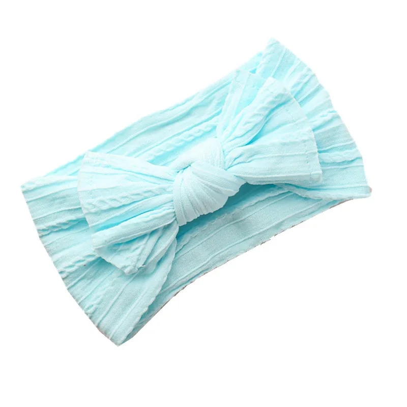 Nylon Hair Bow Headband For Baby Cable Knit Solid Wide Turban Baby Girls Hair Accessories Toddler