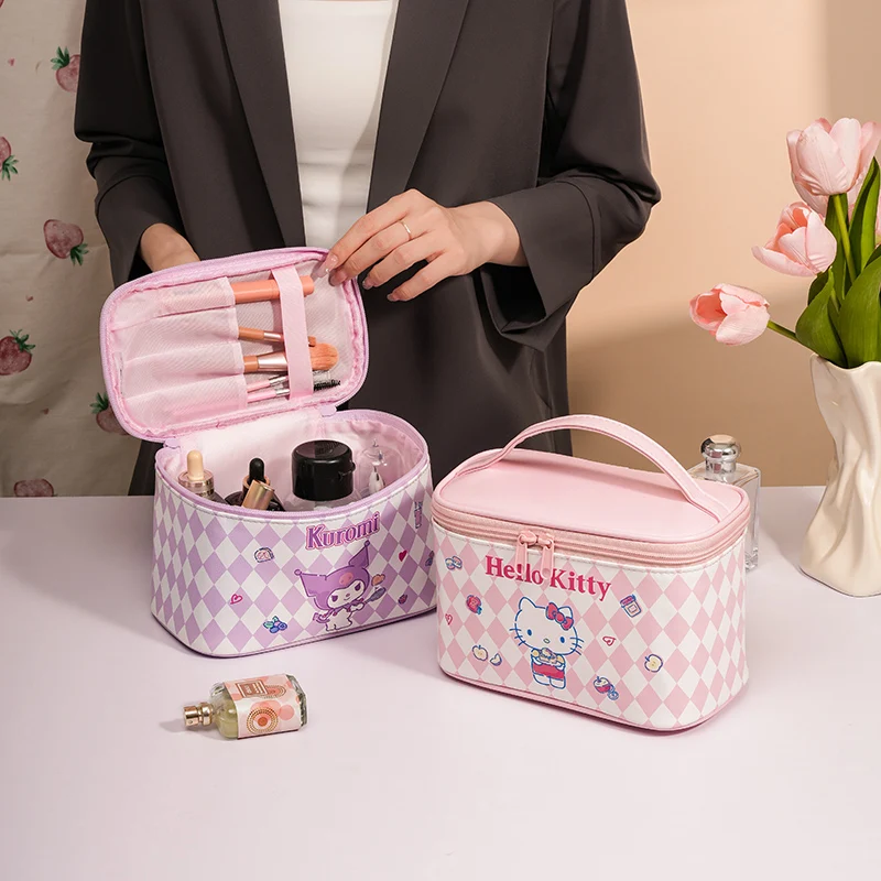new cartoon sanrio  kitty Large Capacity Cosmetic Bag Girls Sundries Storage Girls gifts Waterproof Travel Cosmetic Bag