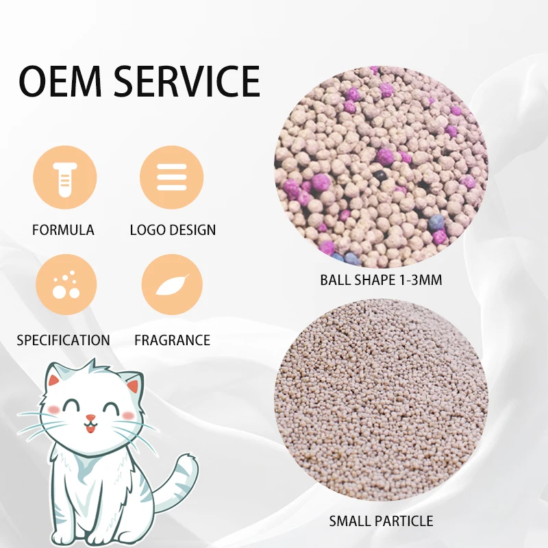 Factory Direct Bentonite Clay Cat Litter Crushed Tofu and Silica Gel Customizable Fragrance Ball Pattern