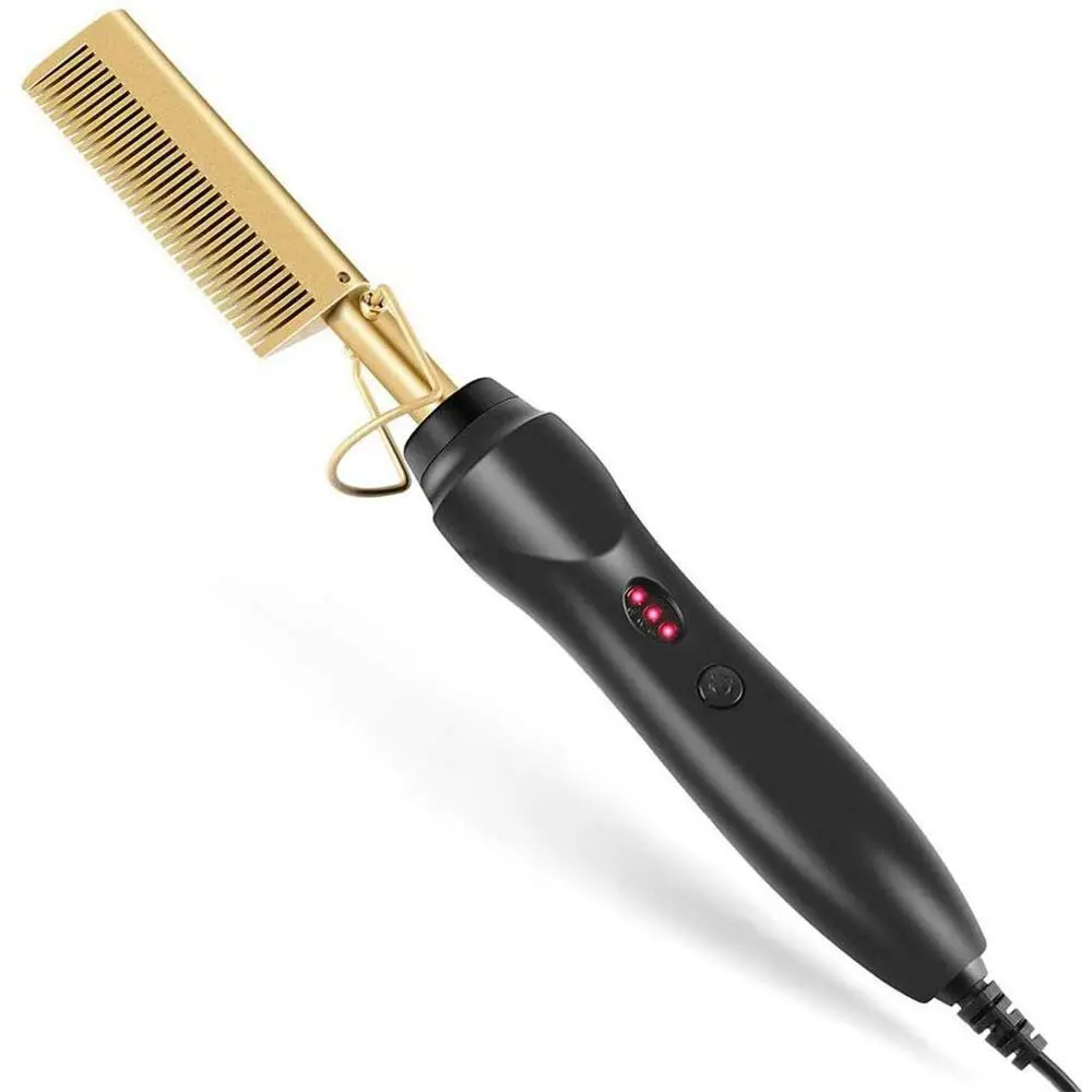 Wholesale Electric Heating Copper Comb Hair Straight Comb Hair Curling Iron Curling Comb Beard Hair Straightener Brush For Men