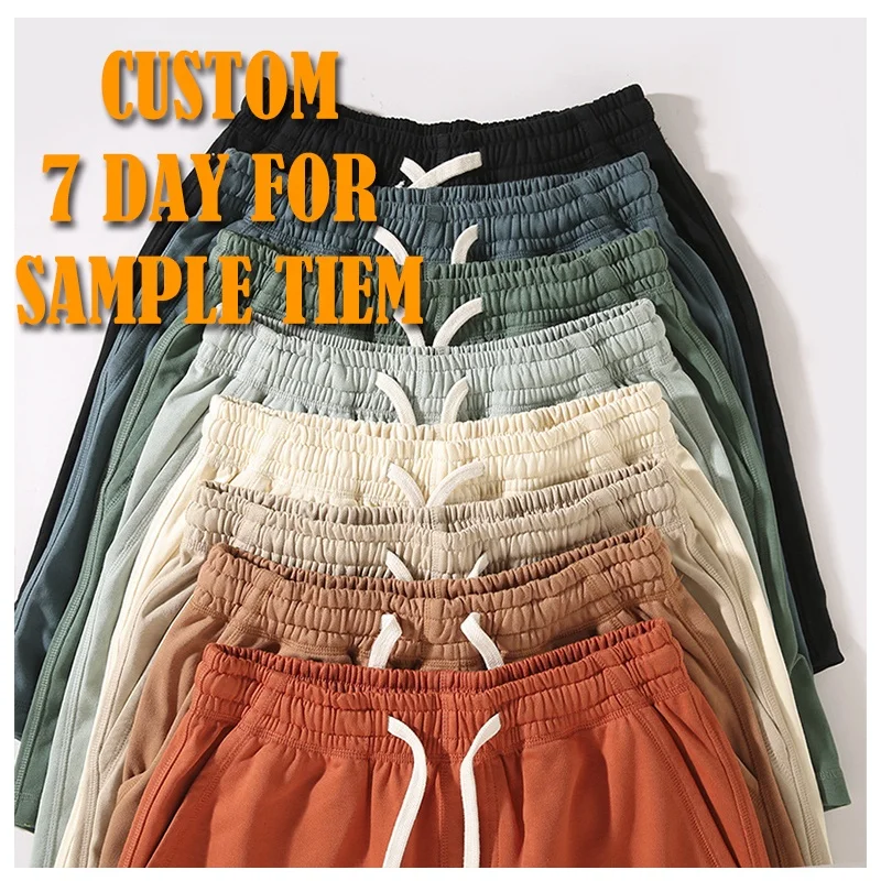 Изготовленный на заказ логотип оптовая продажа высокое качество 350 грамм 100% хлопок Мужские шорты больших размеров однотонный плотный французские махровые штаны для мальчиков и девочек