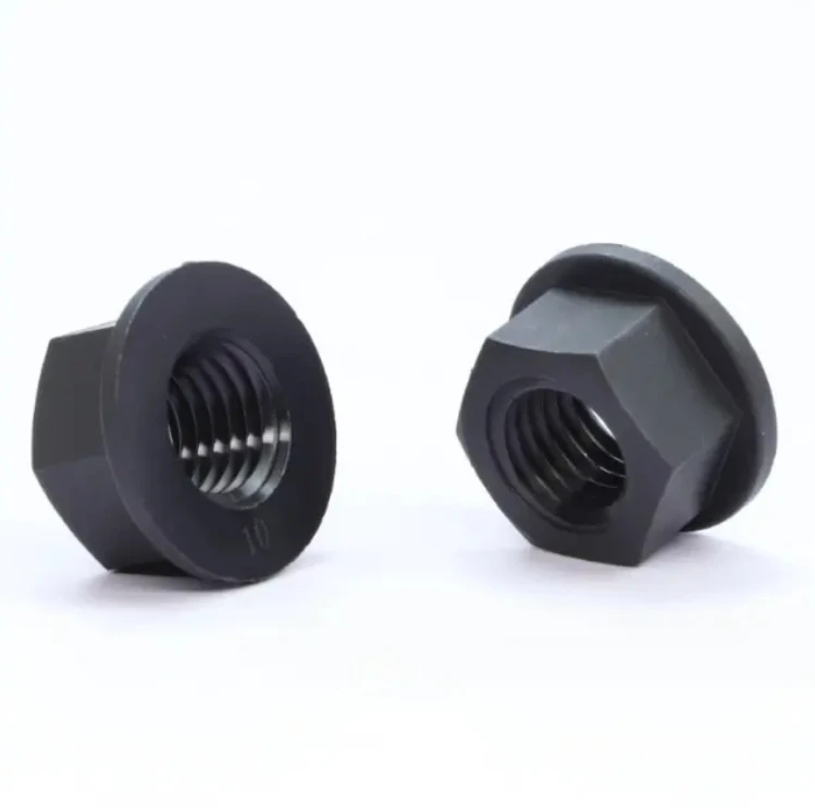 Hex Flange Nut 1.5D High Strength M8 Flange Nut Black Oxide Coating C1035 With Heat Treatment Flanged Nut