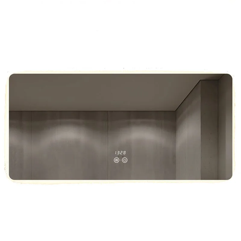 Modern Design Silver Led Vanity Light Frameless Wall-mounted Backlit Living Bathroom Mirror Smart Mirror Touch Screen Make Up