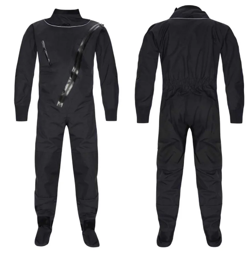 New arrival Waterproof and breathable fabric black drysuit latex rescue kayak drysuit