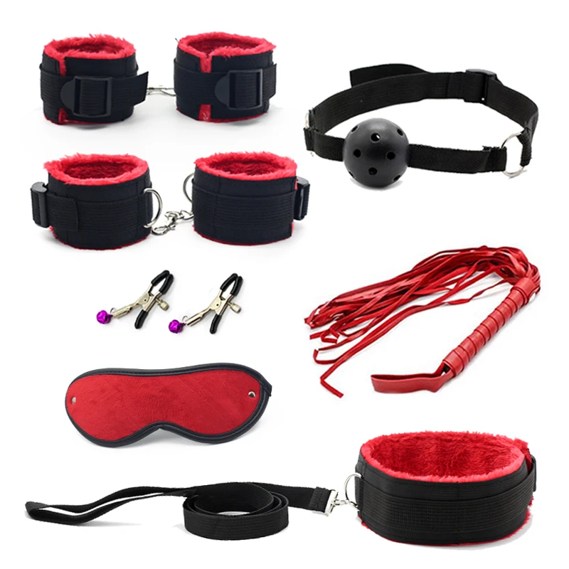 7 pcs Bondage Gear BDSM Restraint Handcuffs Sex Toys for Couples Flirting Adult Slave Game Sex Product