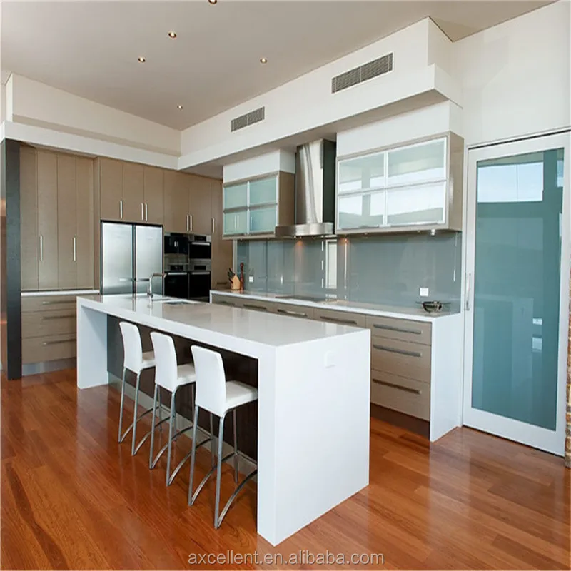 Online high quality solid wood walnut kitchen cabinets with artificial stone bench top