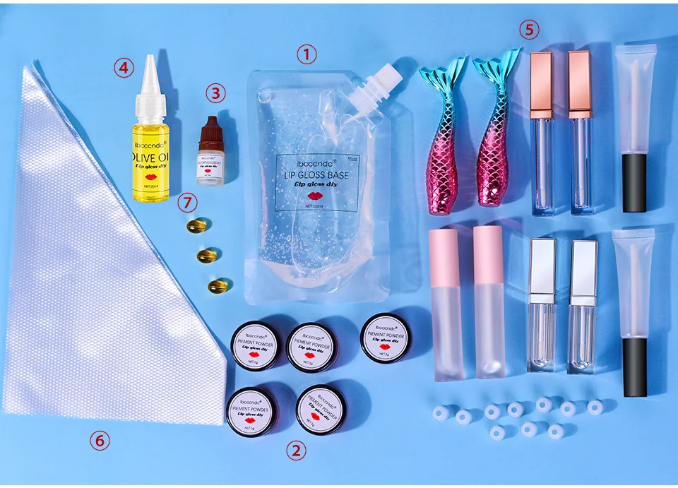 DIY Lip Gloss Material Matte Lipgloss Base Gel Pigment Powder Olive Oil Flavor Handmade Makeup Kit