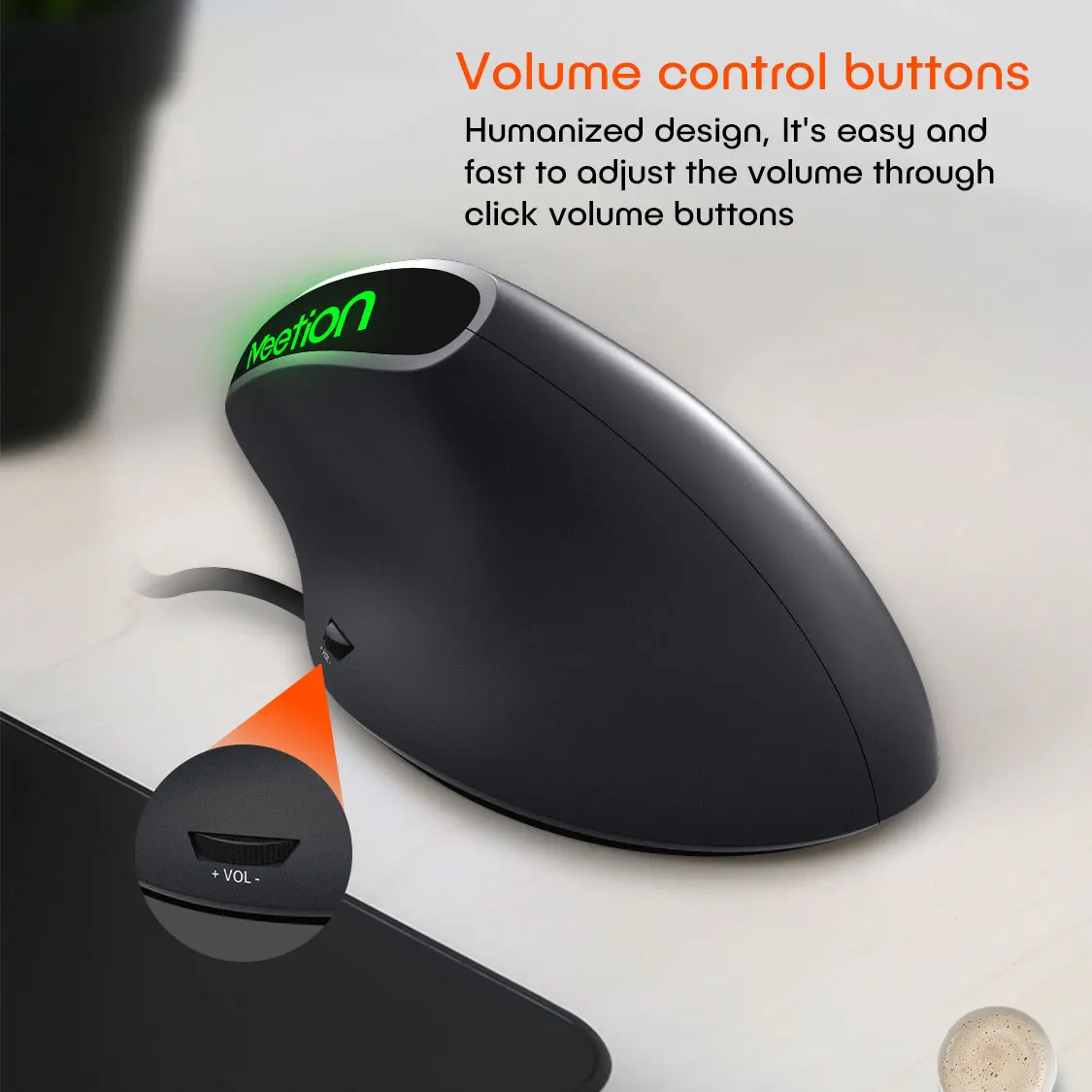 Беспроводная эргономичная мышь с подсветкой и перезаряжаемой батареей для обеих рук