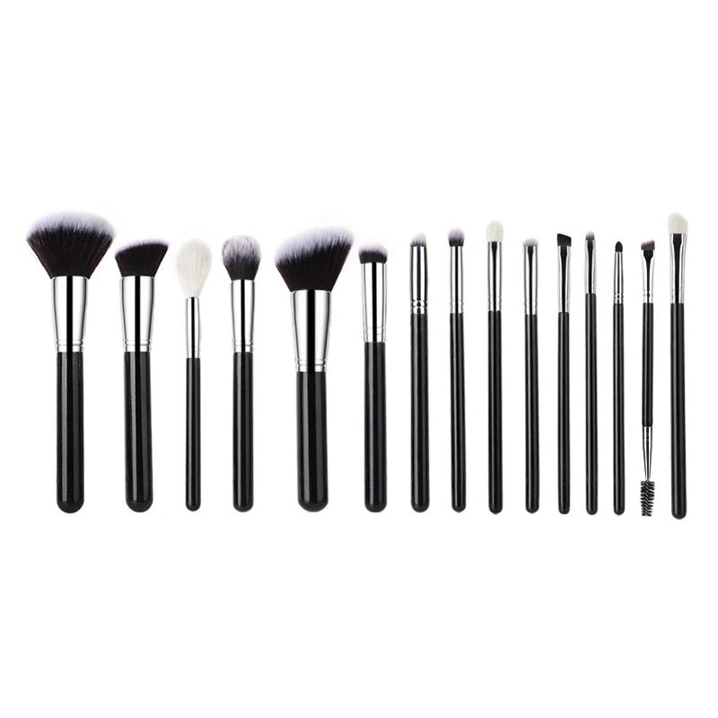 FEIYAN  Wooden Soft Natural Hair 15pcs Animal Goat Hair Makeup Brush Wholesale Private Label Best Selling Cosmetic Brush