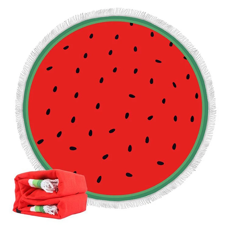 Bindi Microfiber Sand Free Circle Watermelon Outdoor Picnic Blanket & Beach Mat