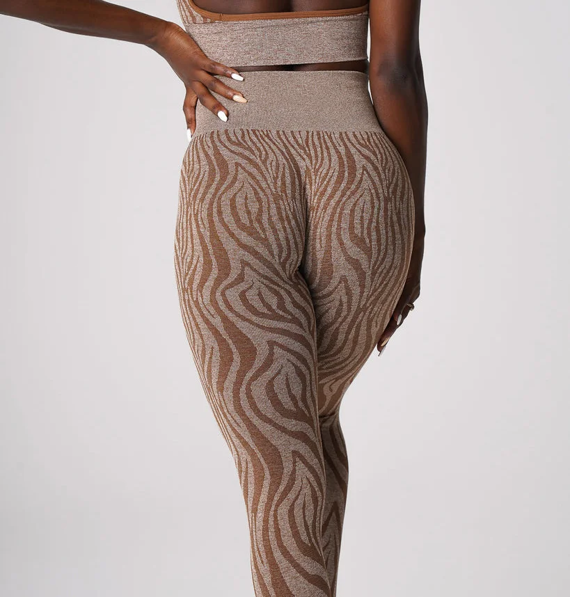 OEM Custom comfortable high waist yoga legging tummy control fitness exercise yoga pant Mocha Zebra Seamless Leggings