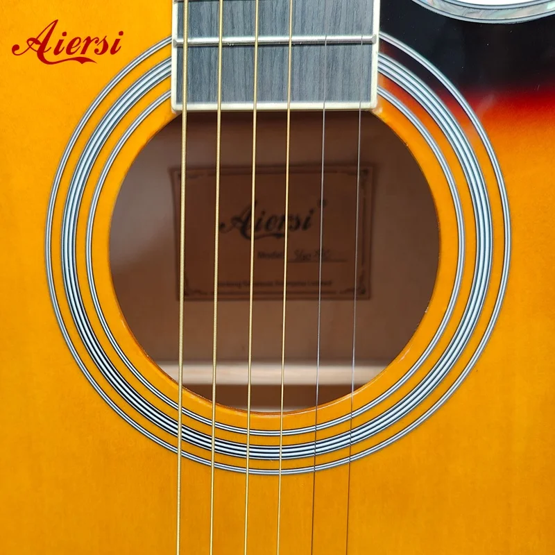 Good quality sunburst color guitar six steel string basswood folk acoustic guitar steel string guitars musical instrument