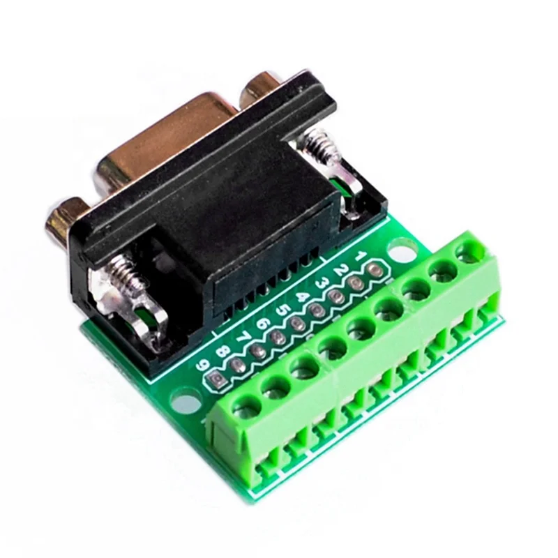DB9 Male and Female Connector Adapter Screw Terminal 9 Pin 9 Hole RS232 RS485 Conversion Board