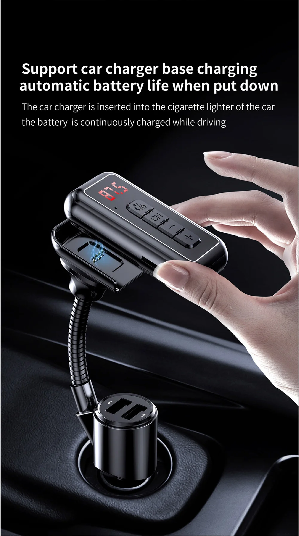  Simr BT5.0 Hands free беспроводной автомобильный комплект приемник зарядное устройство для автомобиля с двумя портами USB FM передатчик Mp3 плеер