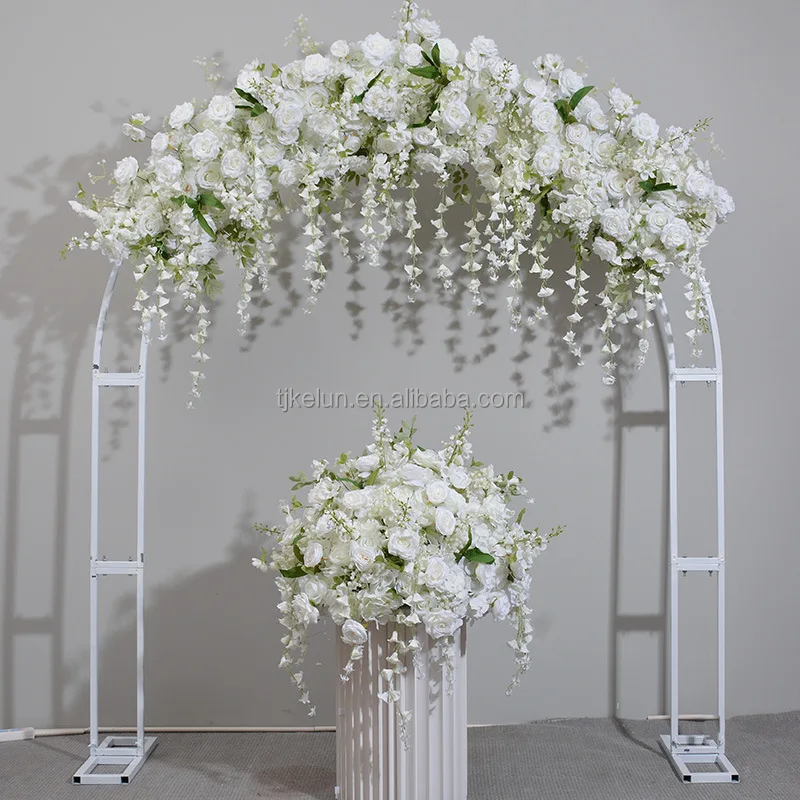 A-FR027 Wholesale wedding artificial white flower runner long table flower runner flower aisle runner wedding table