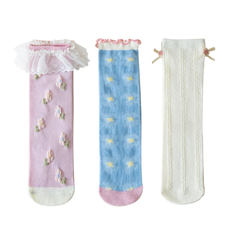 Princess floral lolita baby lace socks kids knee high socks kids girl sock