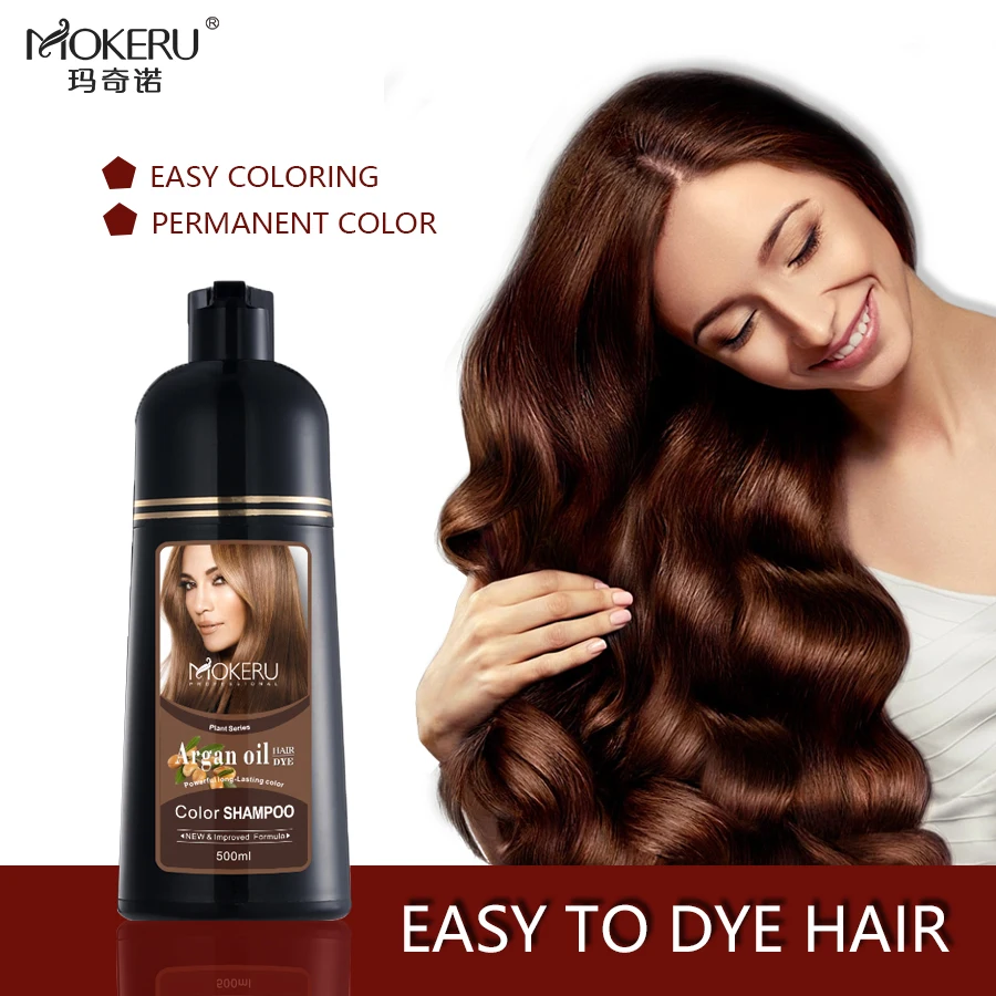non allergic natural hair dye shampoo mokeru magic light brown and dark brown hair shampoo with argan oil without packing box