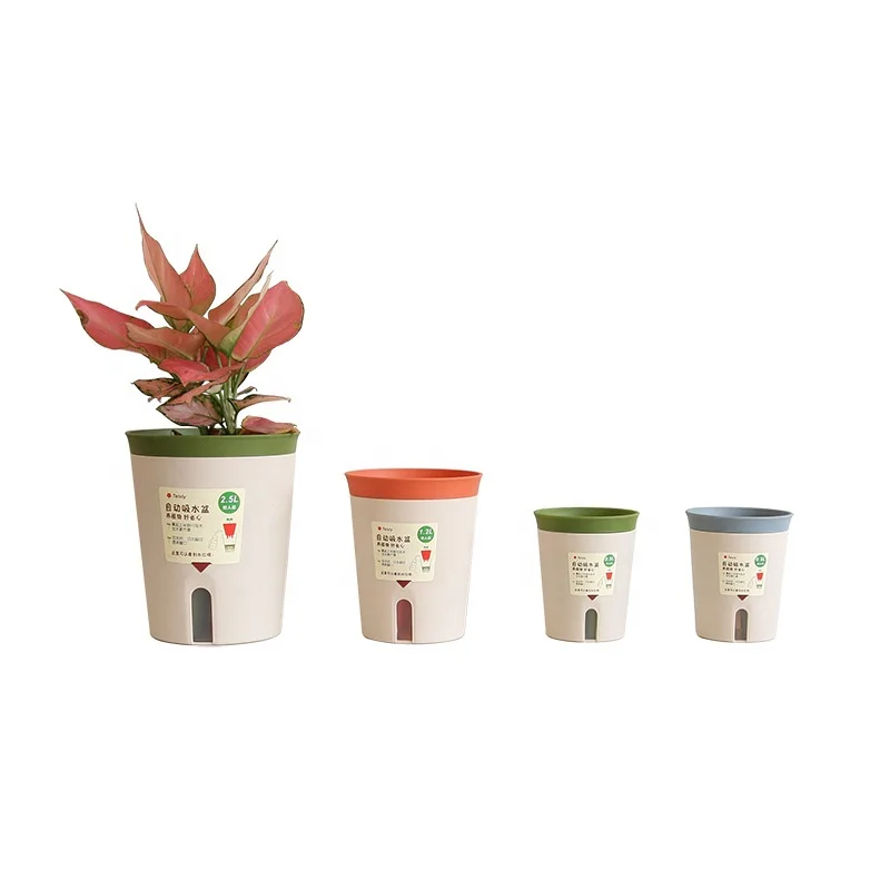 Dia.10.6*H.12.8cm two parts lazy pot vertical plastic self-watering pot