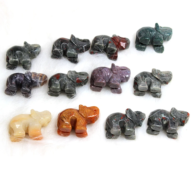Wholesale natural gemstone  animals carved crystal elephant quartz stone for Home Decoration