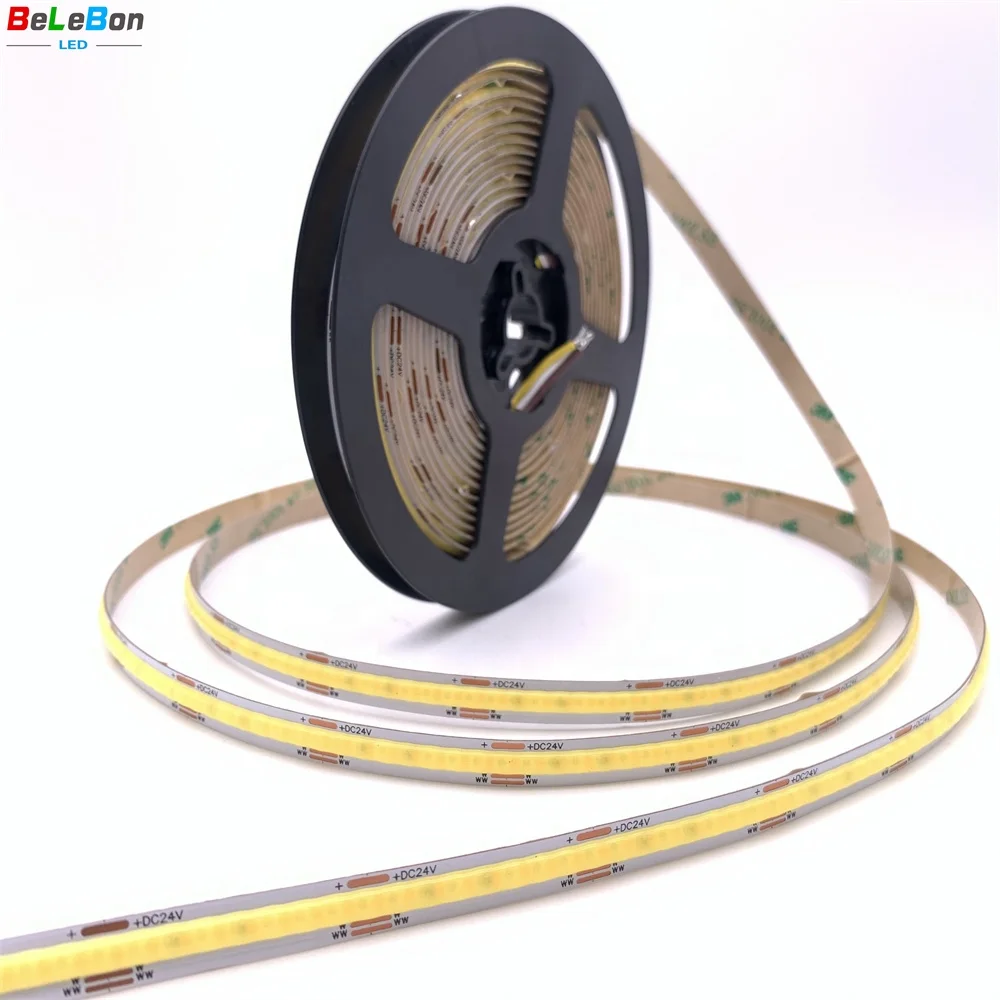 DC 12V 24V 5mm 8mm 10mm width cob CCT 2700K to 6500K dual tunable white color flexible cob led strip light