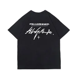 Killwinner fashionable boyfriend style letters tshirt short sleeve heavy cotton unisex puffer print t shirts in bulk
