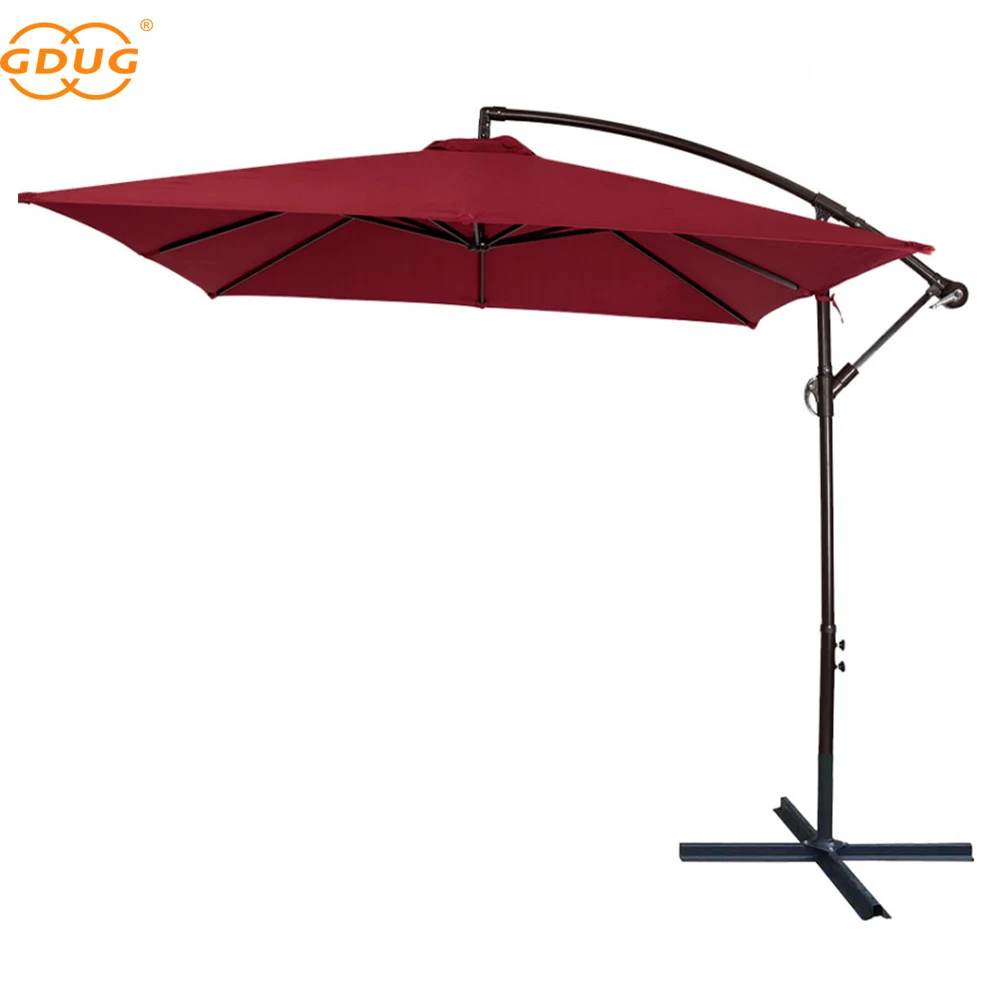 300x300cm Waterproof offset banana Outdoor Parasol 10ft Cantilever Garden Umbrella with steel cross base  for backyard