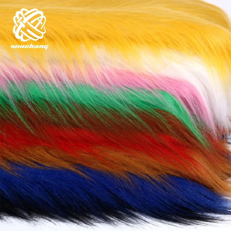 Keqiao Factory Lowest Wholesale Price 38 colors Mongolian 8cm 10cm 11cm 12cm faux fur long pile material faux fur fabric