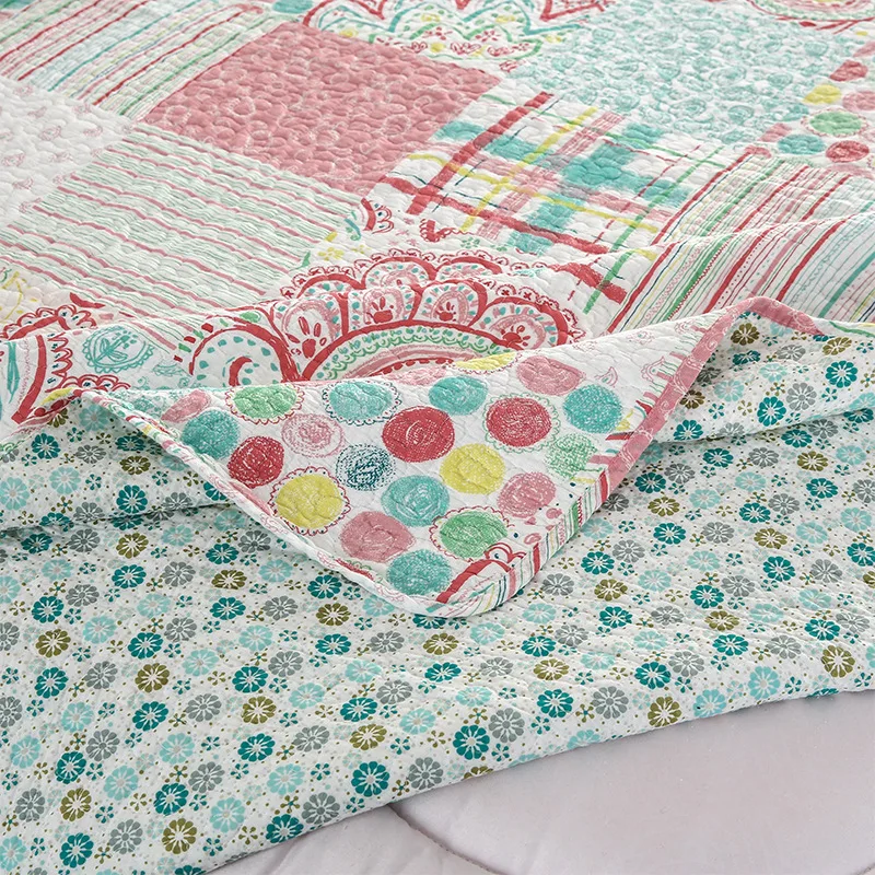 Pastoral Style Printed Patchwork-like Cotton Bedspread Summer Quilt