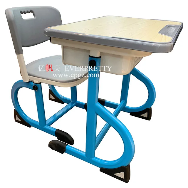 New Design Classroom Furniture Fixed Single Desk and Chair for Students